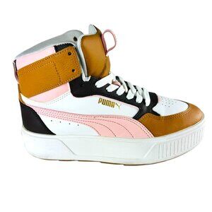 Puma Youth Karmen Rebelle High-Top Brown/Pink/White Sneaker Sz 5.5 US/37.5 EU